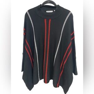 Patrizia Luca Sweater Top Womens One Size Boxy Mockneck 3/4 Sleeve Black